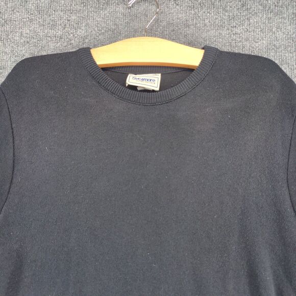 Sycamore Women's Knit Sweater Black Medium Short Sleeve Crew Neck Vintage - Picture 3 of 12